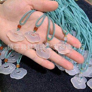Natural White Agate Chalcedony Xiangyun Lock Pendant Necklace Pendant New Chinese Chalcedony Pendant Jewelry