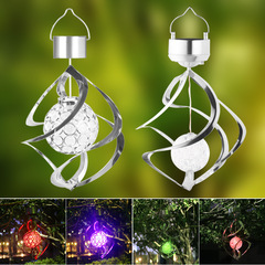 Amazon cross-border solar wind turn light LED colorful decorative silver RGB colored light lawn solar wind chime light