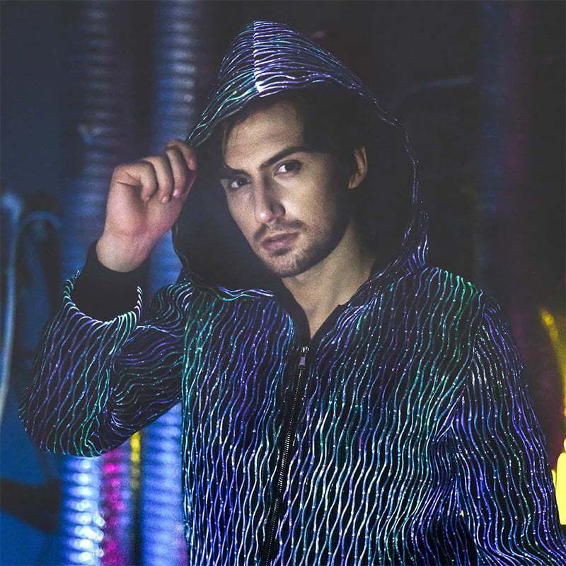 Luminous coat men's Amazon new men's jacket cross-border explosions fashion trend coat to rabbit custom