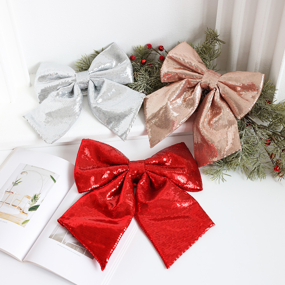 Decoraciones navideñas lentejuelas arco brillo DIY pajarita árbol de Navidad accesorios de diseño de escena lote mezclado