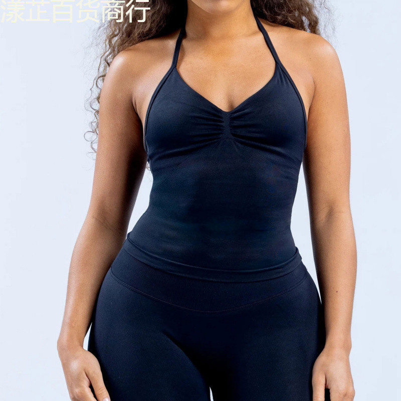 Rygz Aliexpress High Elastic Matte Nylon Seamless Sports Vest Top with Chest Pad Beautiful Back Fitness Sports Yoga