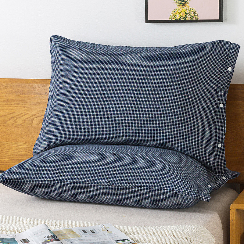 純棉紗布枕套一條裝全棉加厚加大枕頭套單人吸汗透氣成人款枕芯套