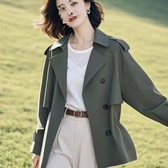 超好看短款风衣2025春季新款女装小众不撞款休闲绿色外套