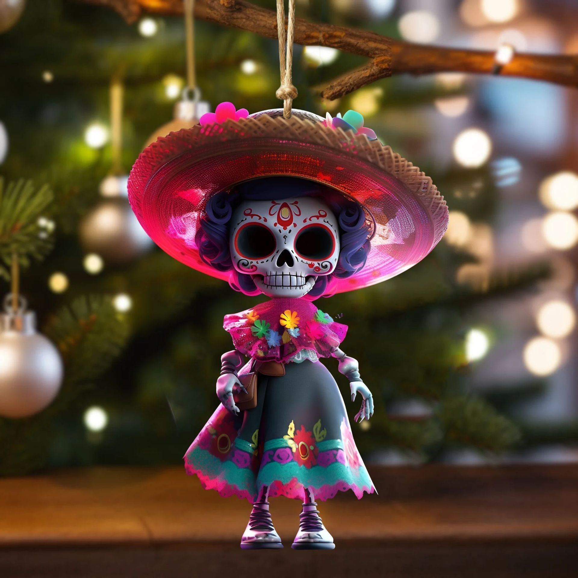 Nuevos productos transfronterizos gótico punk acrílico plano Halloween fiesta decoración colgante colgante de automóvil