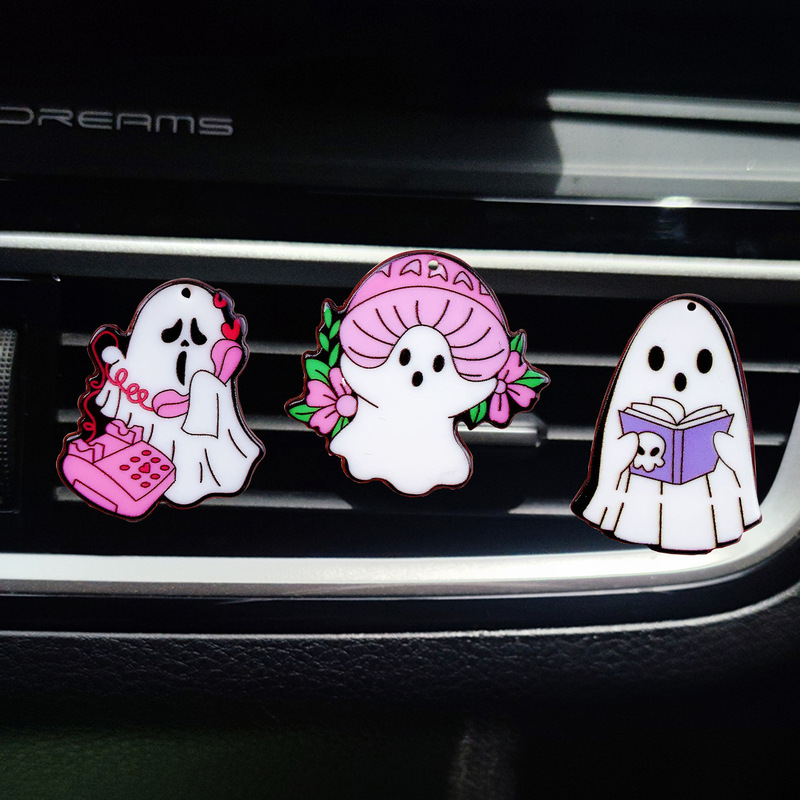 国境を越えて人気のハロウィーン幽霊車の吹出口香薫アクセサリーかわいい車載エアコン羽口装飾品|undefined