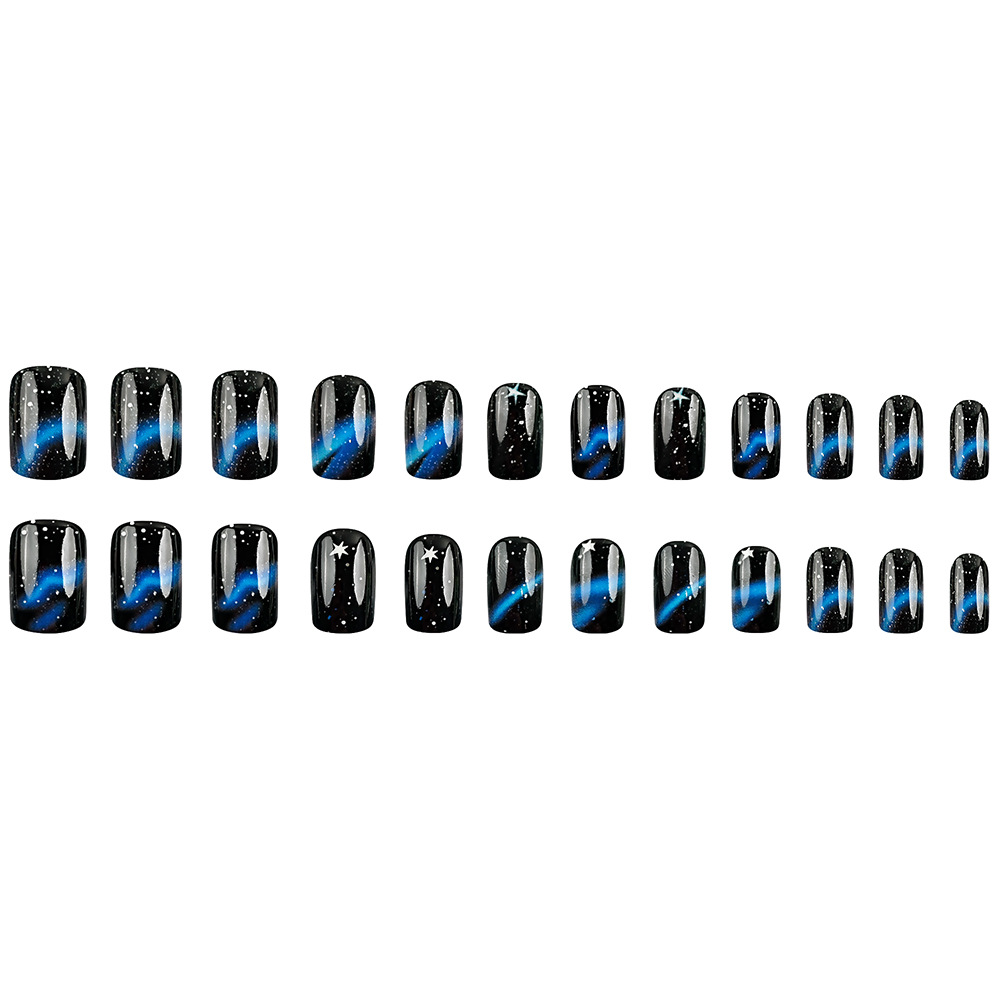 Europa y los EE.UU. Hot sale estrella de manicuría de estilo cuadrado estrella azul desgaste de uñas parche de uñas de patrón interestelar