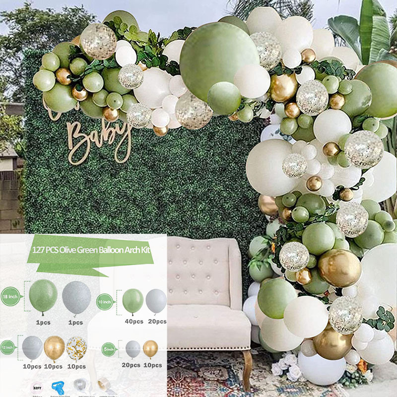 Amazon cumpleaños globo decoración suministros de diseño de boda fiesta de inauguración set de globo cadena de globo verde