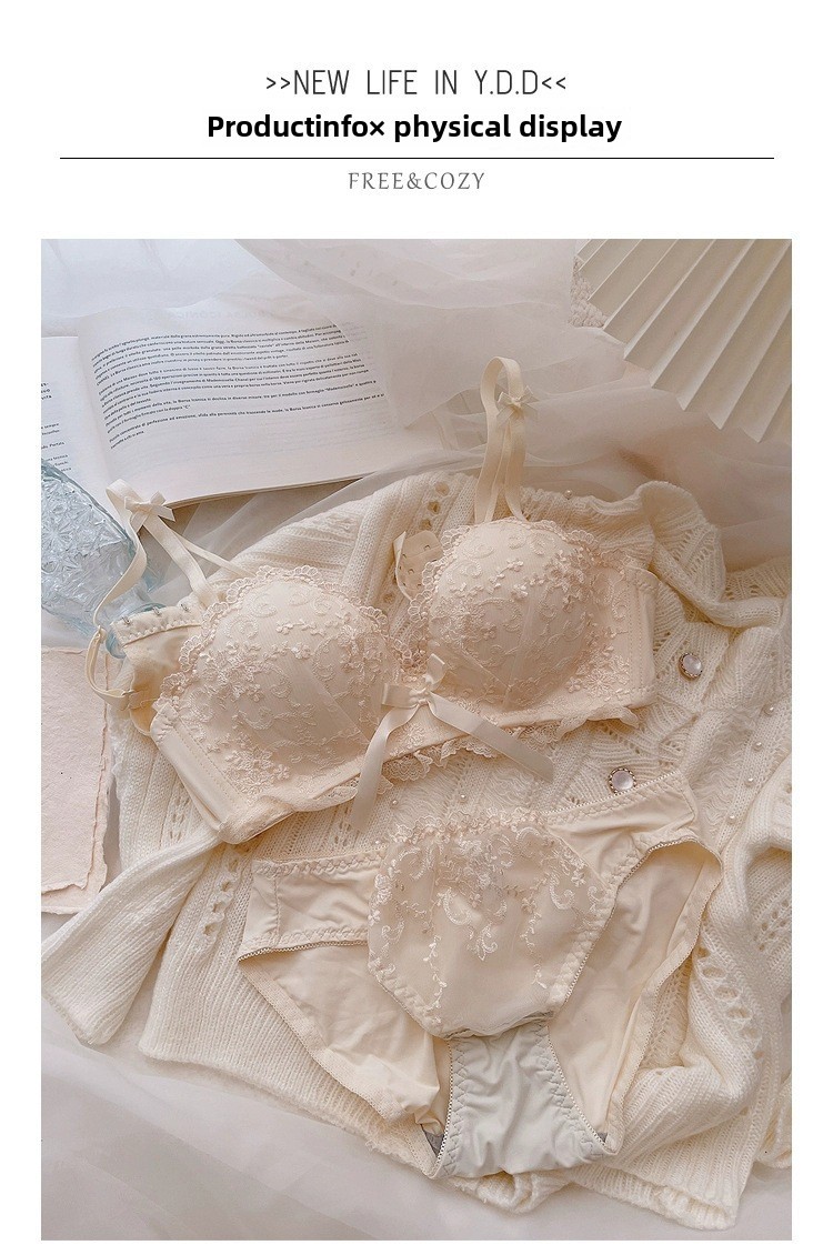 Set reggiseno push-up in pizzo Pure Desire, sexy, ricamato, intimo giapponese, reggiseno traspirante grande per donne con petto piccolo_voghion.com