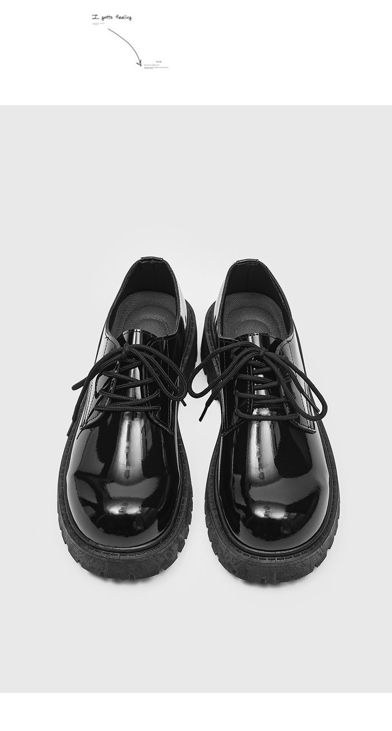 ShoeVault Casual Pelle Autunno Inverno Nuovo Nero Lucido Business Alluce Derby Niche Basso Suola Spessa Altezza Aumentante Uomo_voghion.com