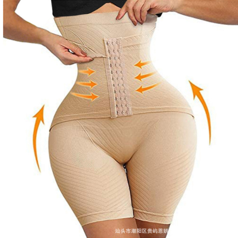 European and American Cross-Border Plus-Size Double-Layer Tummy Control Pants Spanx Postpartum Shapewear High-Waisted Shapewear Boxer Briefs Butt-Lifting