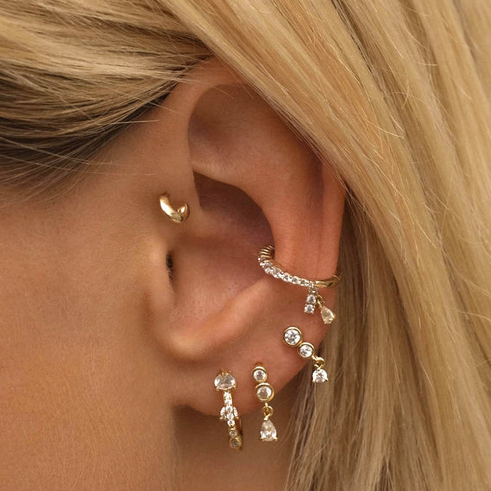 Fashion Geometric Sterling Silver Inlay Zircon Drop Earrings 1 Pair