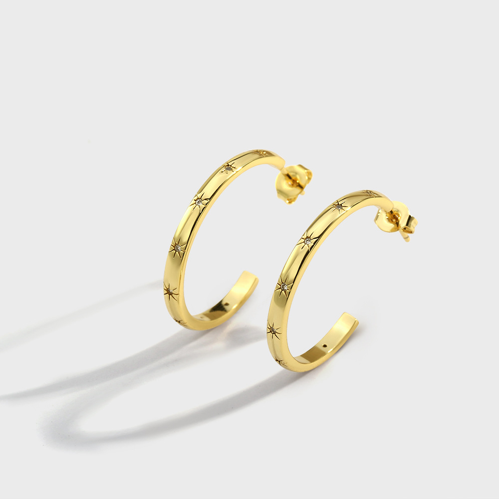 (Cross-border trading), golden brand earrings, European style, Amazon