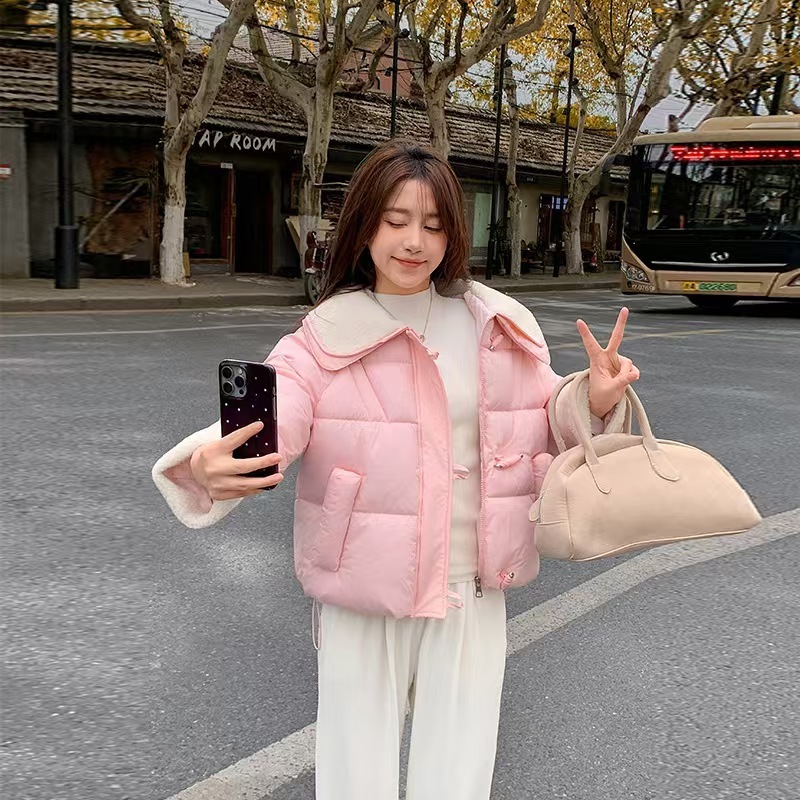 棉服女面包服女设计感小众韩系棉衣加绒加厚糖果色温柔风奶甜棉袄|undefined