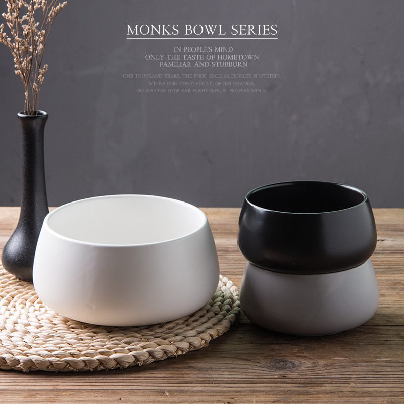 Tazón de monje de cerámica negro puro templo monje tazón de sopa tazón de arroz tazón de loto de regalo Jushi discípulo comer tazón
