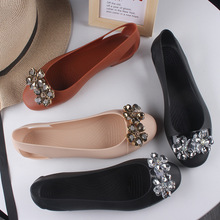 跨境女夏季外穿时尚凉鞋新款两花爱心钻包头休闲平底浅口女凉鞋