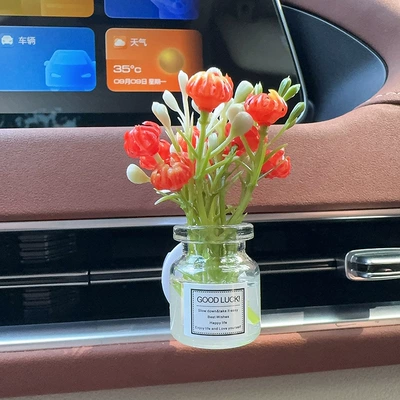 Light Fragrance Car Interior Decoration — Car Perfume Aromatherapy - orange-jasmine-vase-with-one-air-outlet-aromatherapy-light-flavor