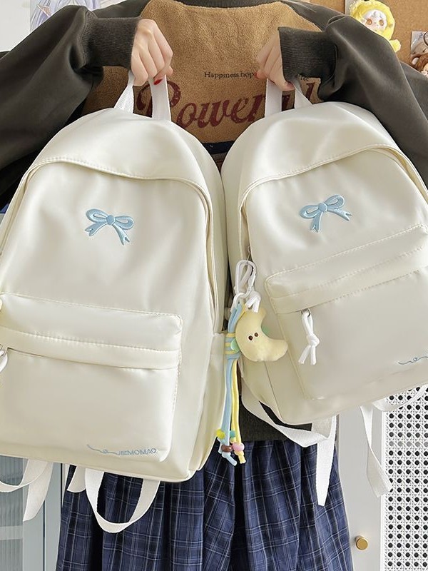 New Cross-Border School Bag for Junior High School Students with High Aesthetic Appeal, Bowknot Design, Large Capacity, Lightweight, Suitable for Outings and Travel, Laptop Bag