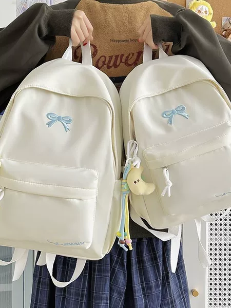 New Cross-Border School Bag for Junior High School Students with High Aesthetic Appeal, Bowknot Design, Large Capacity, Lightweight, Suitable for Outings and Travel, Laptop Bag
