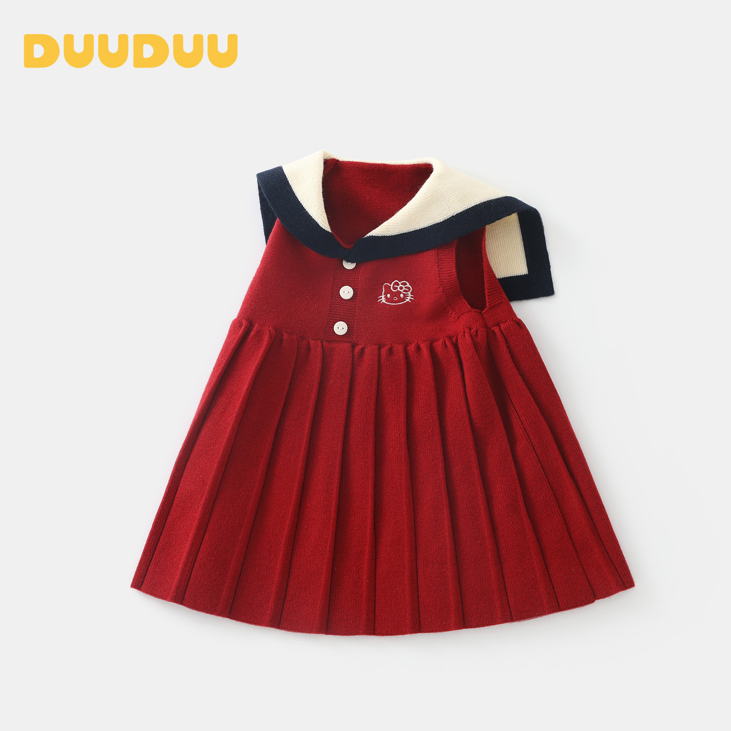 DUUDUU红色2025新款春秋季宝宝裙子小童针织毛衣童装女童连衣裙