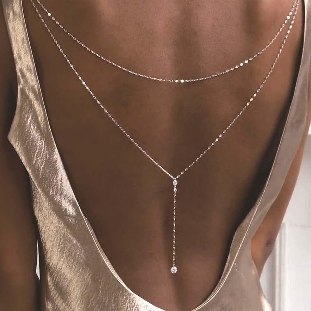 Europa y los Estados Unidos nuevo temperamento colgante de diamante cadena de cuerpo accesorios de vestido de novia personalidad de moda cadena de espalda