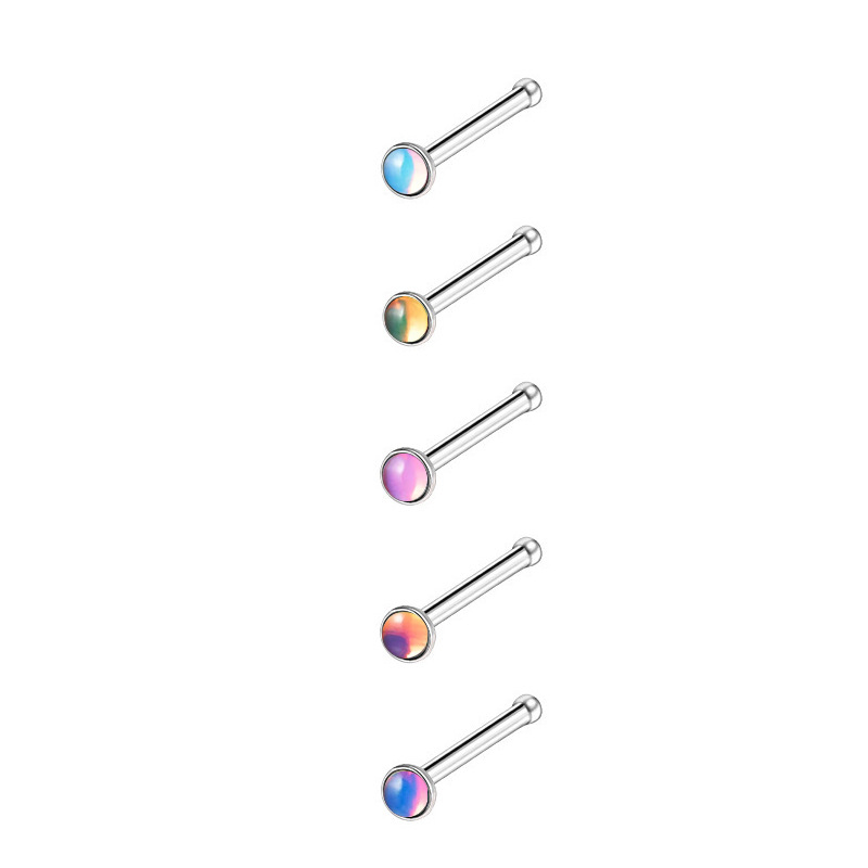Oil Drip Gradient Color Stainless Steel 20G Fashion C Lip Ring S Stud L Rod Nose Jewelry Piercing Accessories_voghion.com