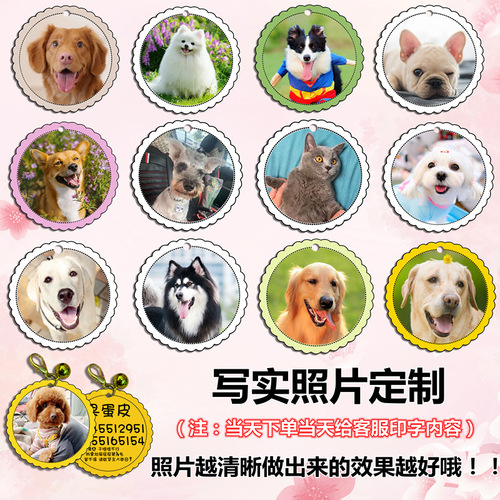 Pet Store deworming collar dog tag engraved badge custom made ID tag cat bell anti-lost pendant location