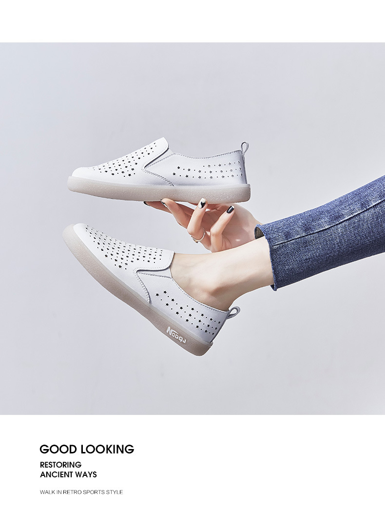 Giày sneaker nữ lưới thoáng khí đế bệt dáng thể thao — Màu be A68 chi tiết 16