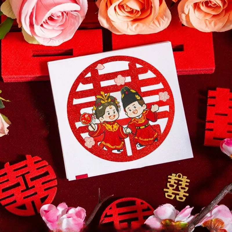 階段喜字結婚専用の結婚部屋には、粘着性のある小さな喜字シールの結婚式の新しい部屋の戸棚の装飾が施されています|undefined