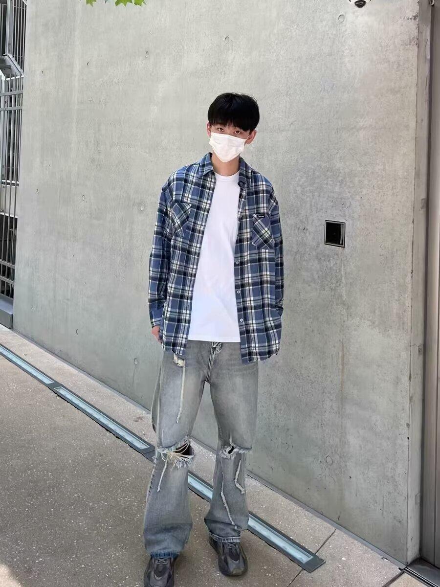Plaid INS Neue Standard Trendy Langarm Elegante Jugend Beliebte Männer Harajuku Mode Frühling Herbst Hemd Täglichen_voghion.com