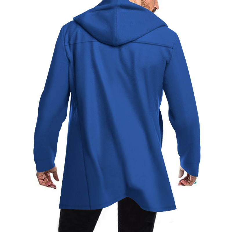 2024 New Men's Mid length Slim Fit Windbreaker Hooded Casual Solid Coat_voghion.com
