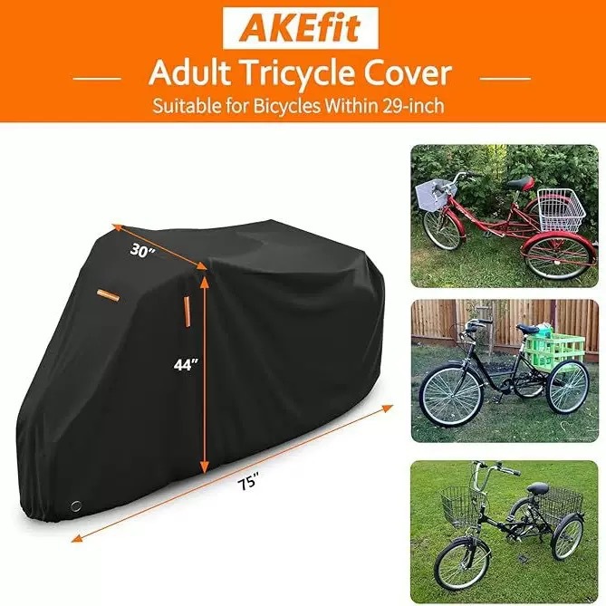 Cross-Border Amazon Popular Tricycle Cover 210D Oxford Cloth Pu Coated Bicycle Cover Motorcycle Cover Waterproof and Anti