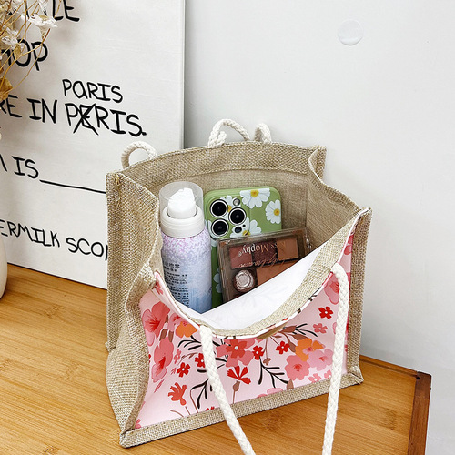Bags Floral Canvas Bag Women's Bag Small Fresh Western Style Shoulder Bag Fashion Tote Bag  New Women's Bag