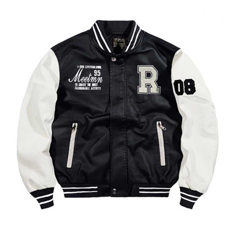 Men's Clothing flight suit jacket men's splicing baseball suit motorcycle suit leather jacket _voghion.com