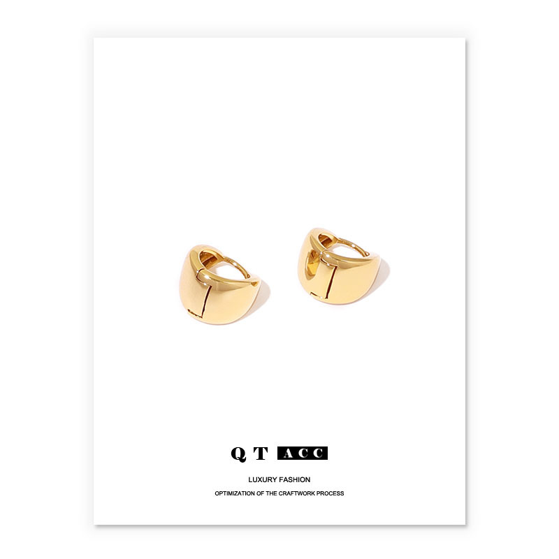 Latón chapado en oro real de 18K japonés y coreano retro moda pequeño exquisito nuevo lujo elegante brillante oído hebilla pendientes para las mujeres