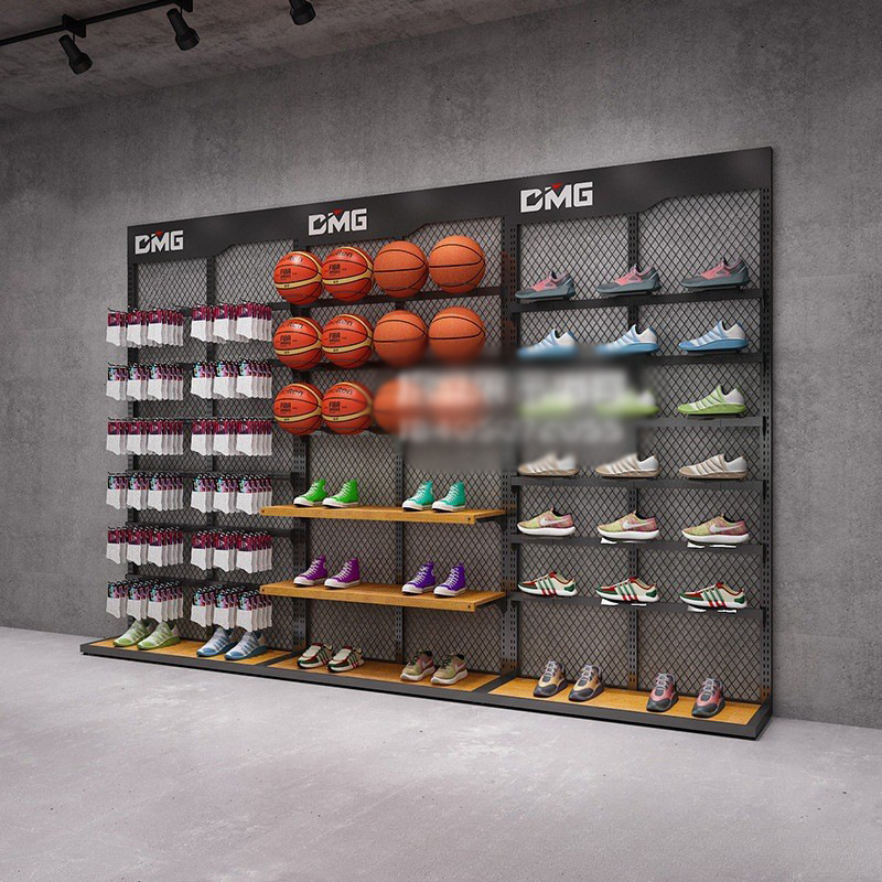 Tienda de ropa estante de exhibición gabinete de exhibición de pared Zapatero tienda de zapatilla de deporte estante centro comercial tienda de zapatos estante de zapatos