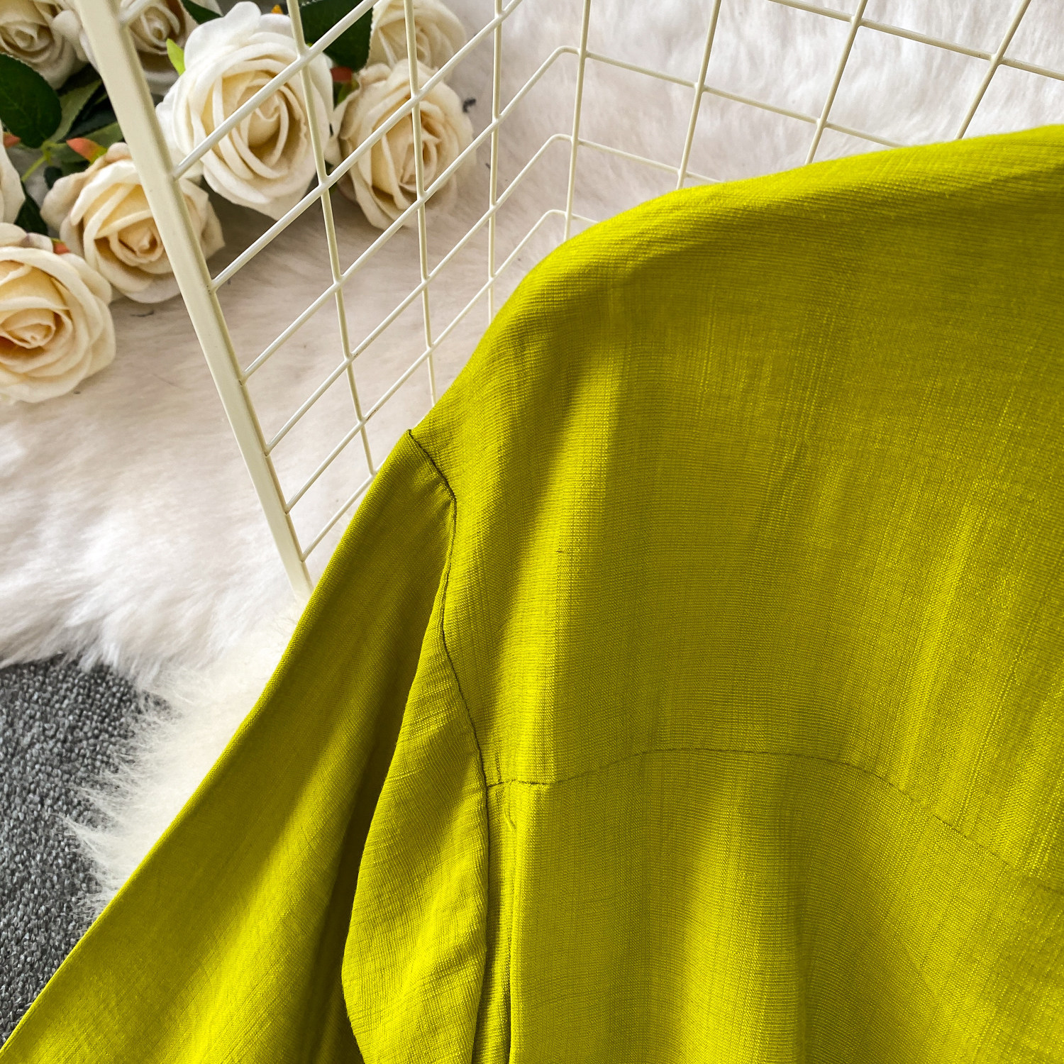 Elegant Pleated Round Neck Dress For Women Commuter Style Three Quarter Sleeve Slimming A-Line Long Skirt Casual Summer_ecoleips.com