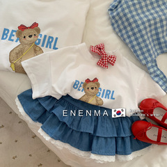 Pure cotton children's cute bear baby cartoon cartoon short-sleeved T-shirt summer 2025 new small and medium-sized children's top shirt