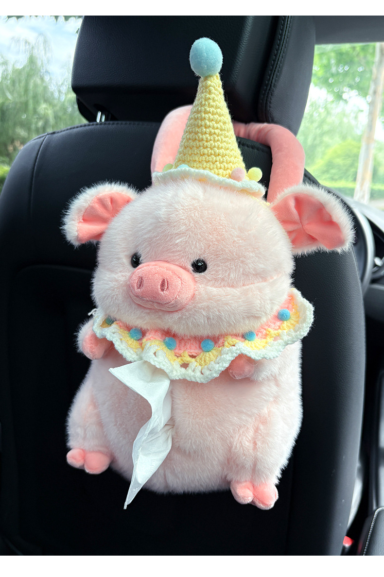 Car Tissue Box Creative Doll Piggy Elephant Household Tissue Hanging Bag Car Seat Back Hanging Tissue Box