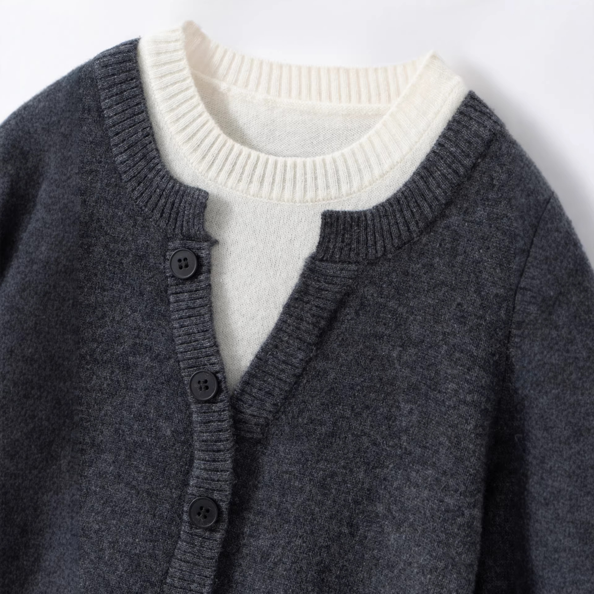 Baby long-sleeved base layer loose children's pullover knit sweater boys' fake two-piece cashmere goat cashmere sweater top girls'