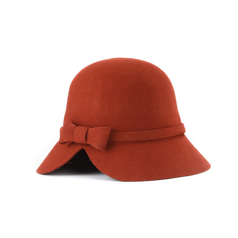 Sombrero de otoño e invierno pura lana estilo Coreano Japonés personalidad la moda brecha arco pequeño sombrero cúpula en stock al por mayor