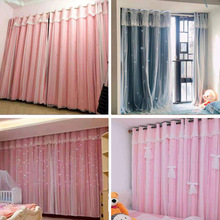 窗帘免打孔安装送伸缩杆双层布纱一体卧室少女公主风飘窗简易新品