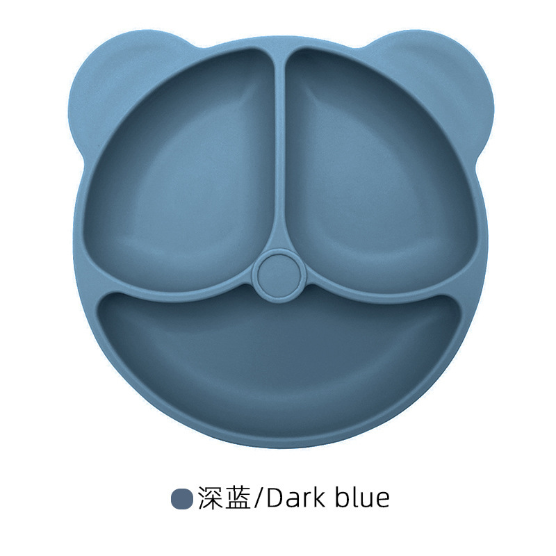 Silicona bebé cena placa redonda cara sonriente vajilla de silicona de los niños plato de cena de silicona suplemento de alimentos para bebés plato de cena del compartimiento