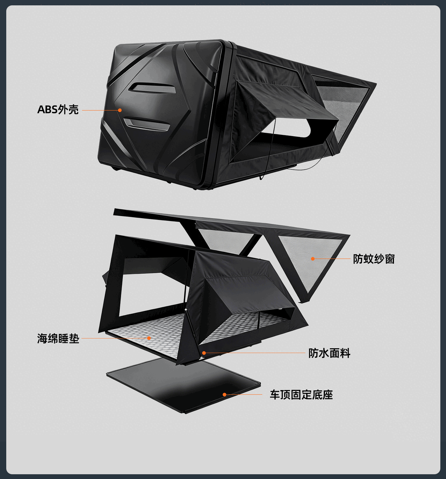 Manufacturer's Direct Cross-Border Supply of Abs Hard-Shell Side-Flip Roof Tents, Fully Automatic Hydraulic Suv Off-Road Vehicle Camping Tents