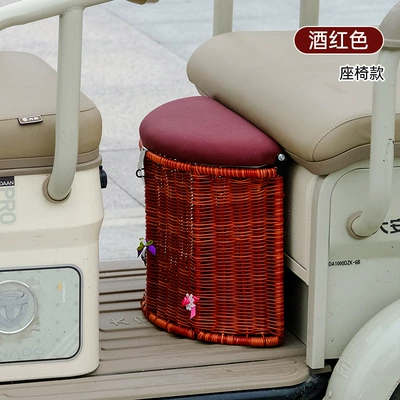 Electric car child seat – Seat Safety - three-wheel-bamboo-basket-wine-red-single-seat-decorative-flowers-in-random-colors
