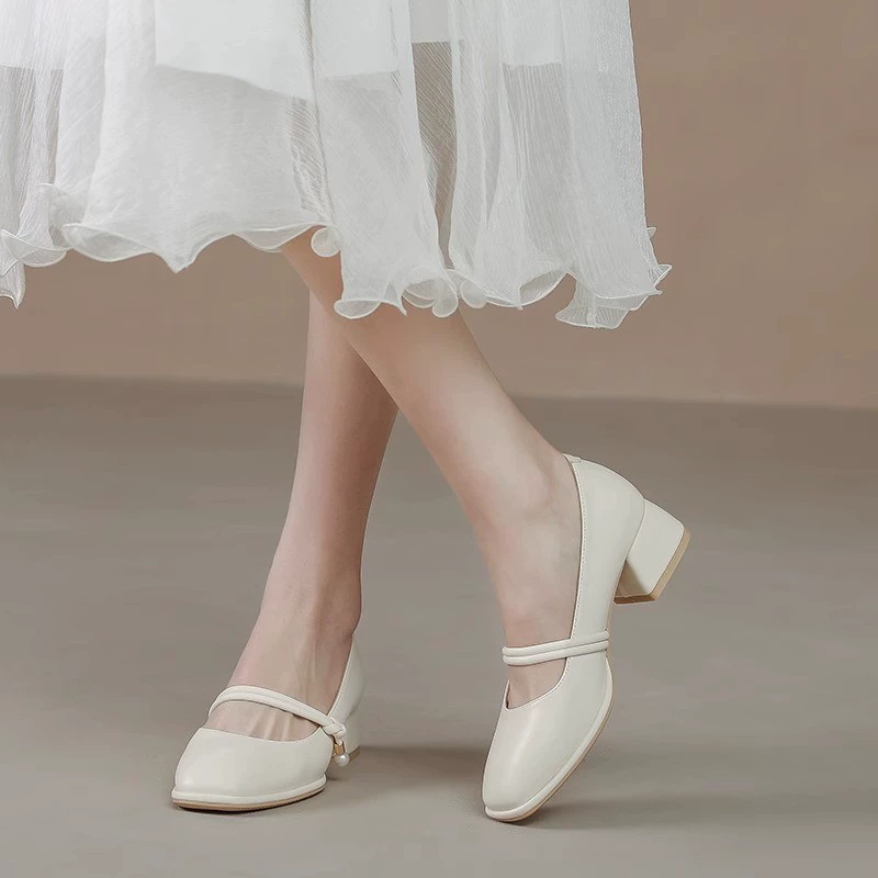 Женские туфли на низком толстом каблуке, новинка лета 2025, туфли для чхонсама, вечерние, нежные французские туфли Мэри Джейн на высоком каблуке.