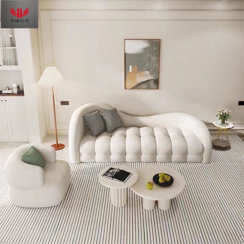 Nórdico casero crema sofá de arco salón de belleza residencial tienda de ropa sofá de recepción simple sofá de forma especial