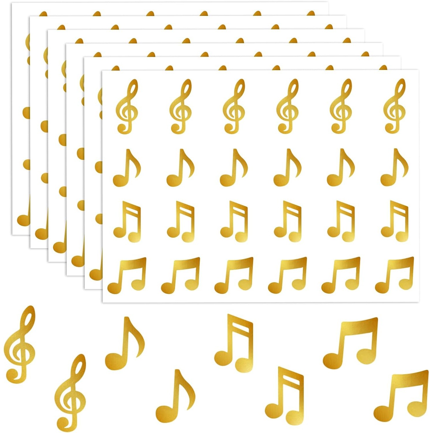 金色音符贴纸音乐教师奖励学校装饰笔记本信封贴纸五线谱装饰