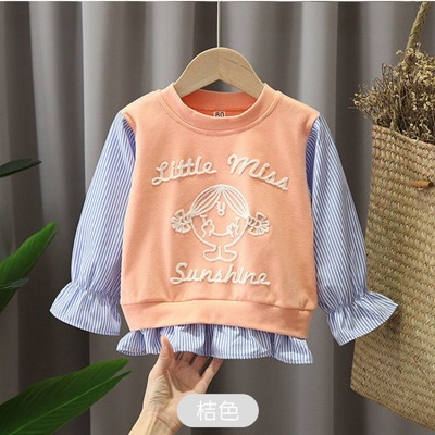 Girls in children's sweaters 2021 Spring new pattern Korean Edition children Long sleeve baby Western style T-shirts Socket T-shirt