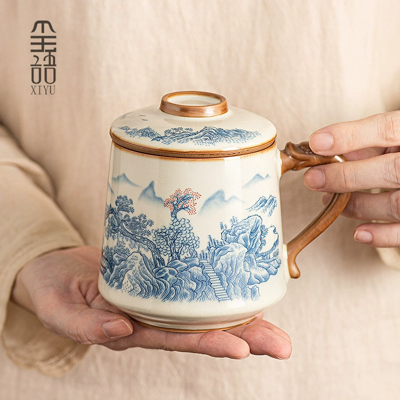 Гофэн Ру печь керамическая кружка с крышкой домашнего офиса