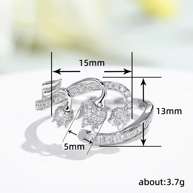 Lily Of The Valley Ring Adjustable Precision Design Jewellery_voghion.com